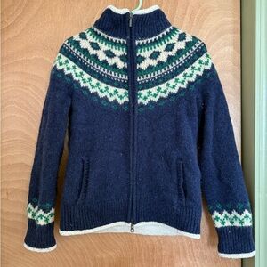 LL Bean Sherpa fleece wool zip up sweater